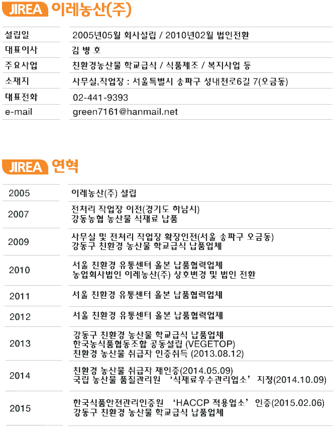 농업회사법인 이레농산