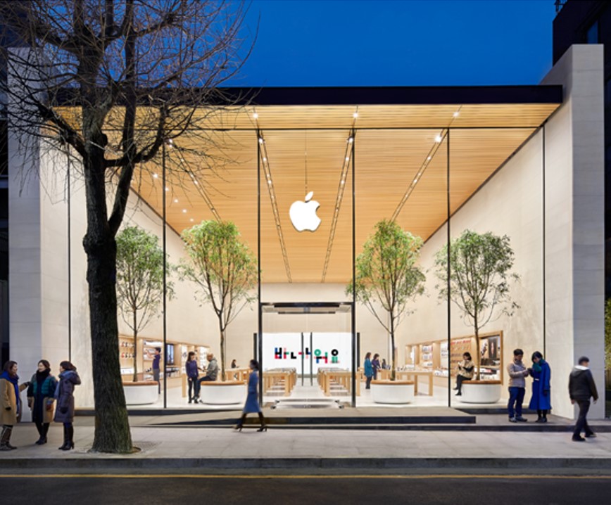 Apple 가로수길 내부 또는 관련 모습