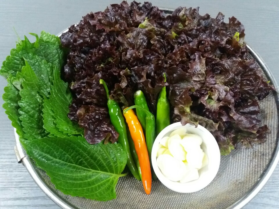 상추,깻잎,청량고추,마늘