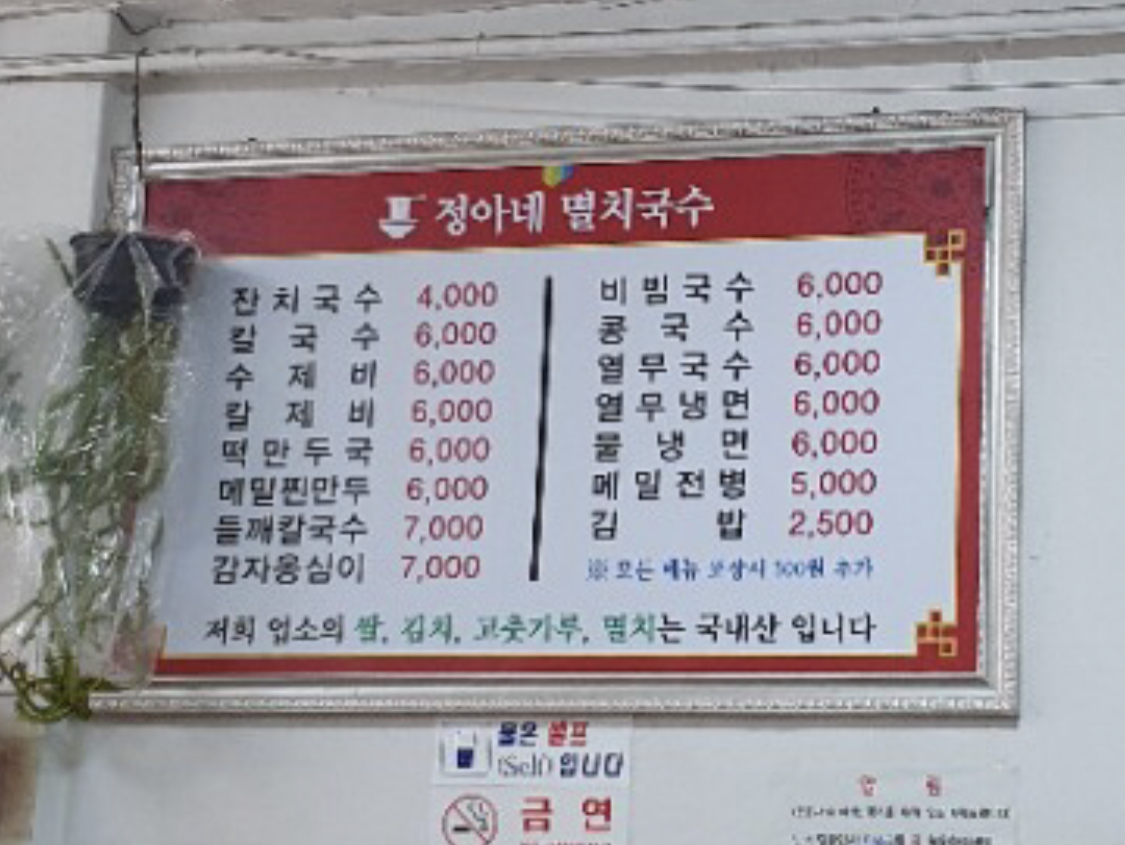 정아네멸치국수