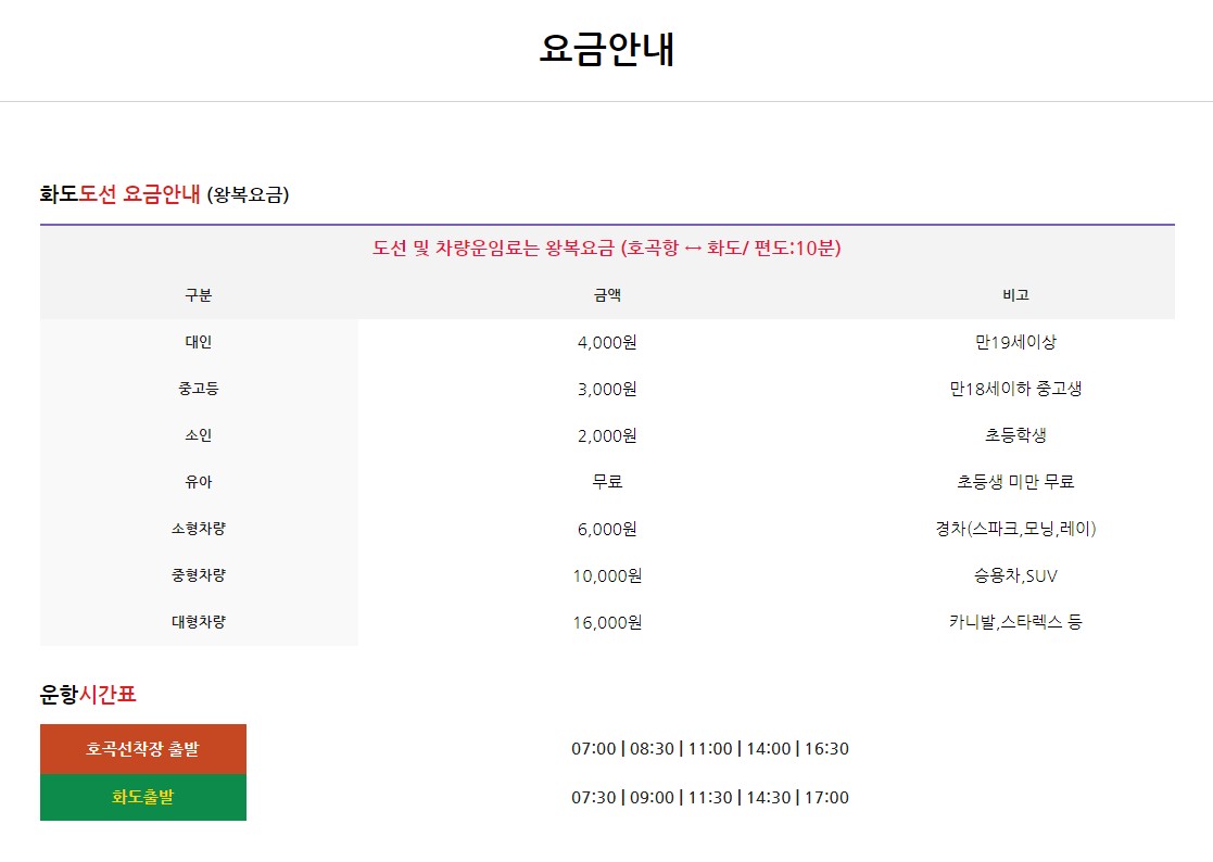 화도팡팡 화도선착장