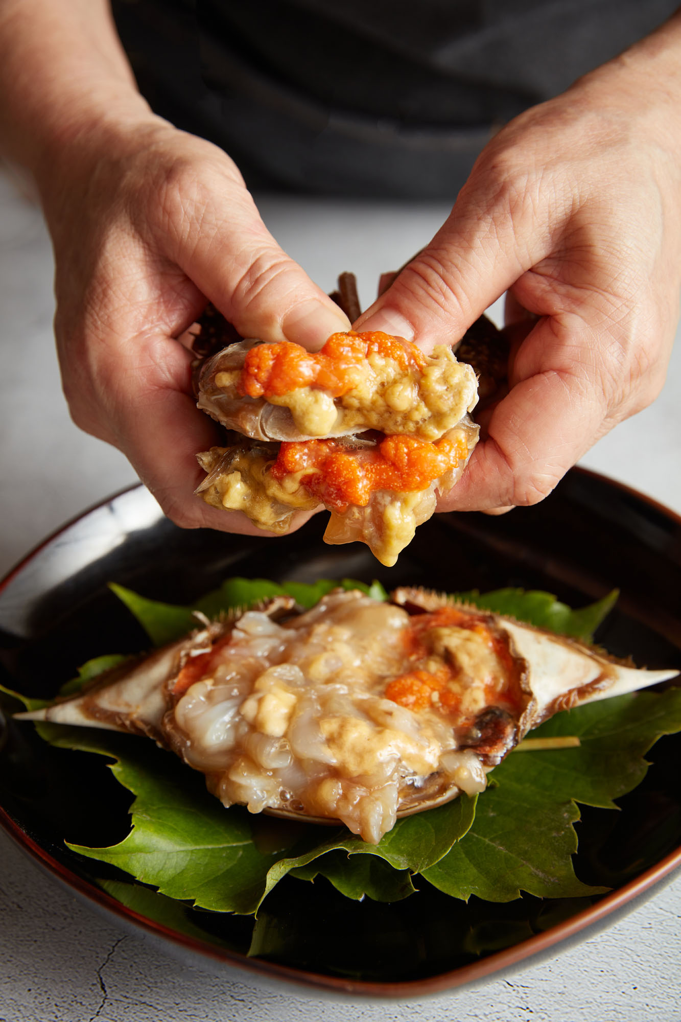 Soy-marinated crab set meal