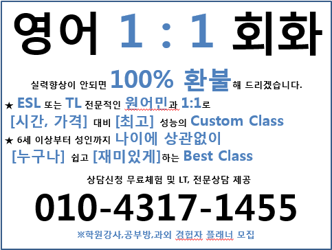 어학연수 화상영어회화 원어민 1대1말하기 학원 수강 대표 이미지