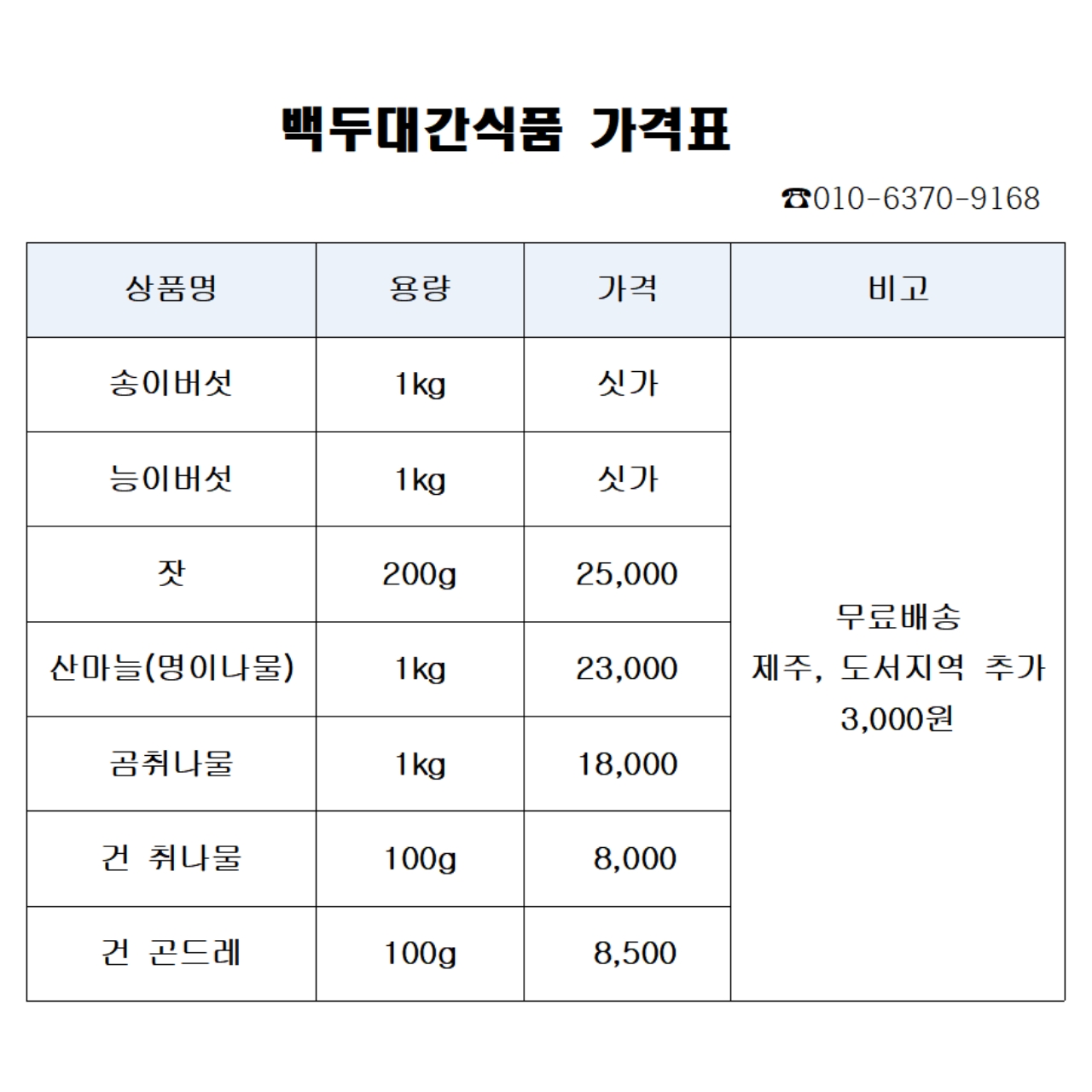백두대간식품