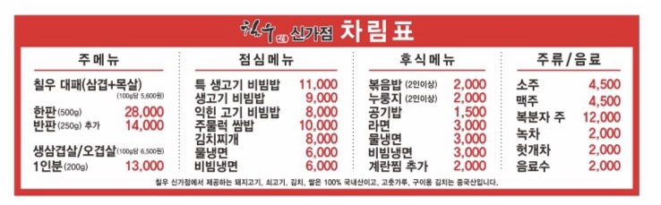 칠우대패삼겹살 신가점