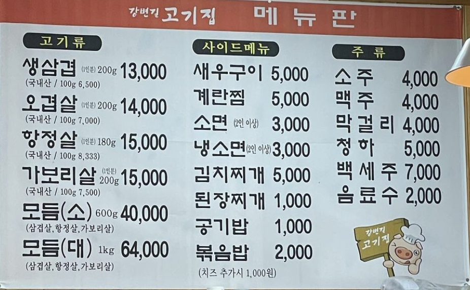 강변길 고기집