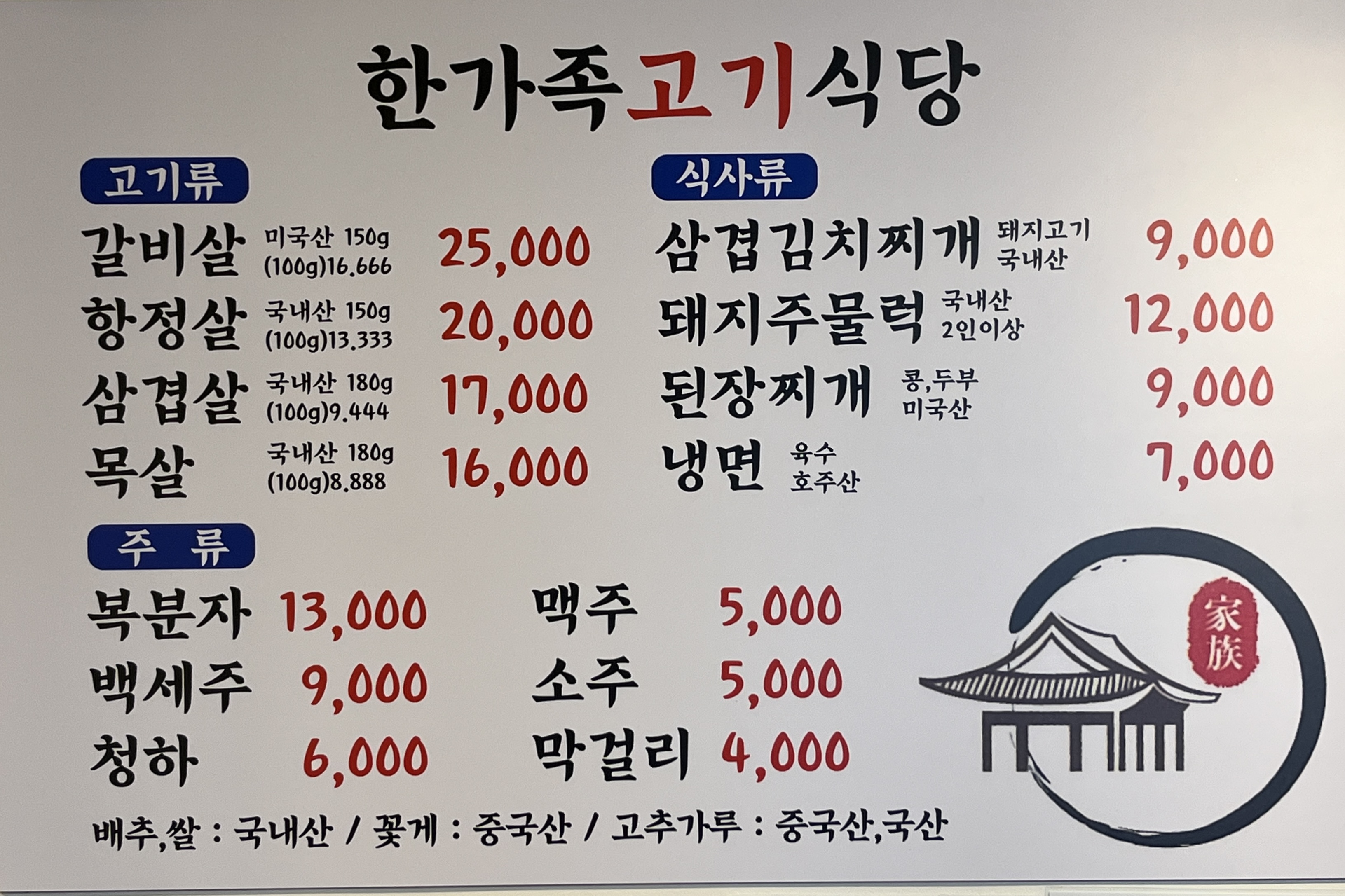 한가족고기식당