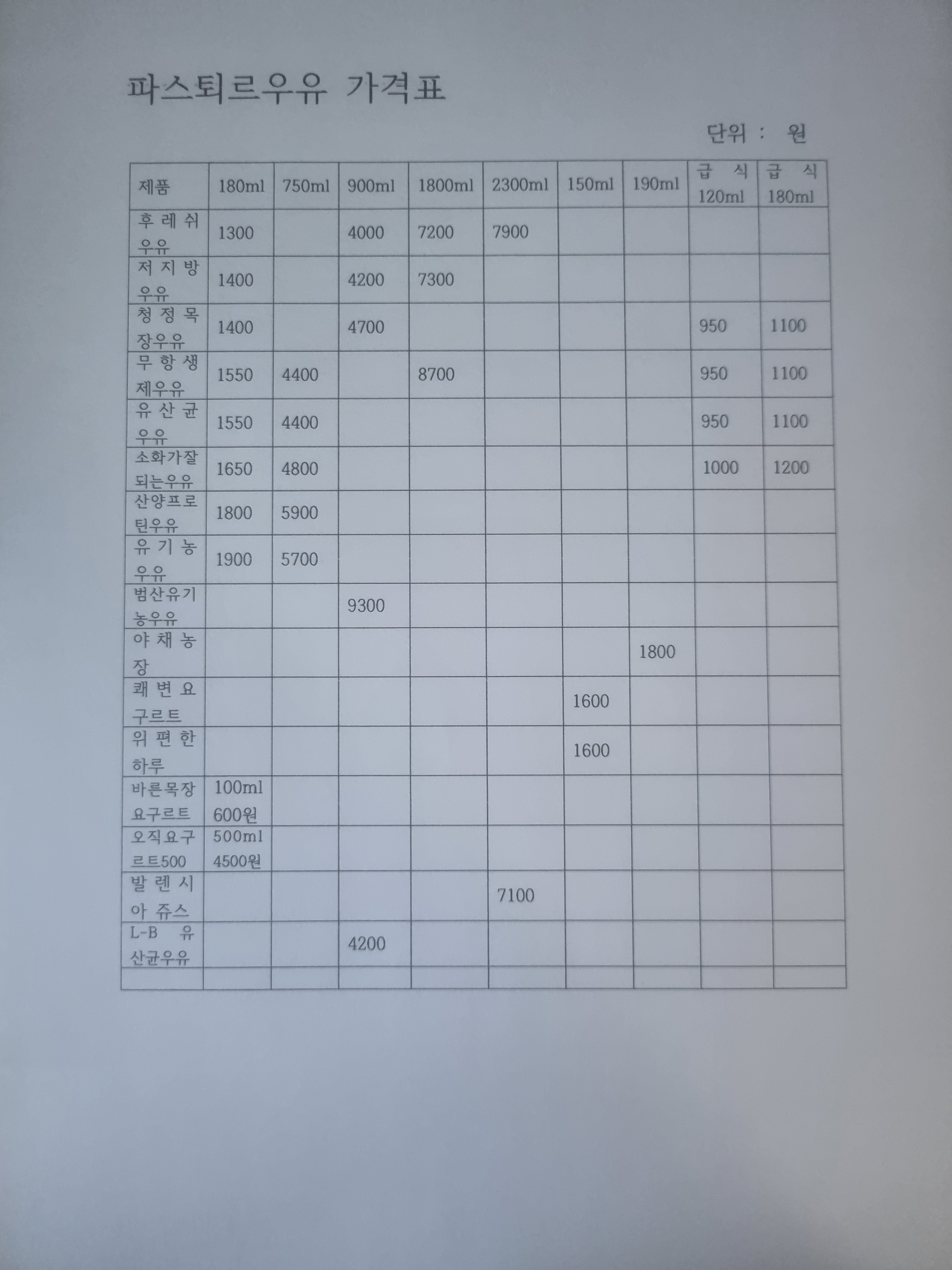 파스퇴르 새금천광명대리점