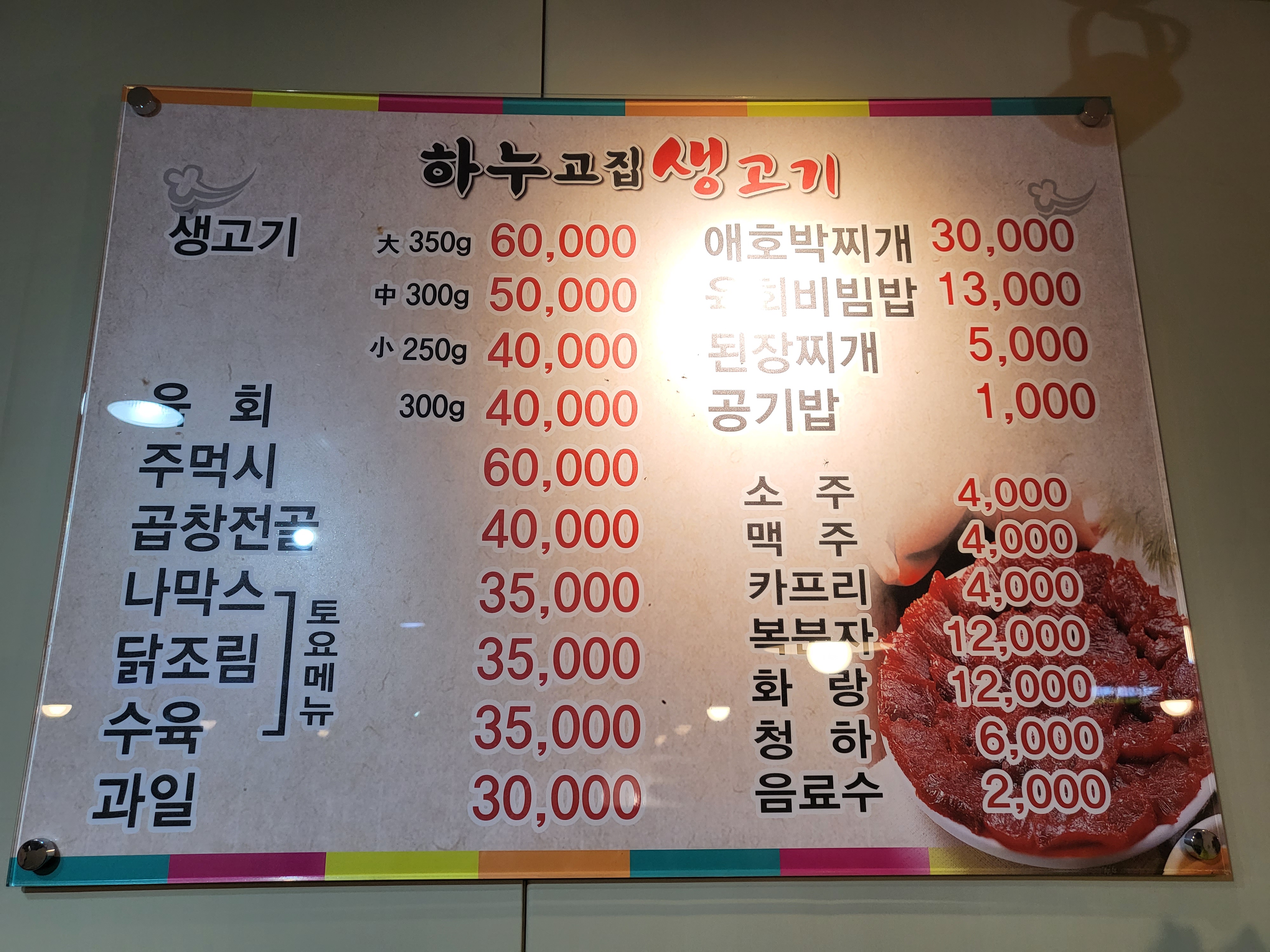 하누고집생고기