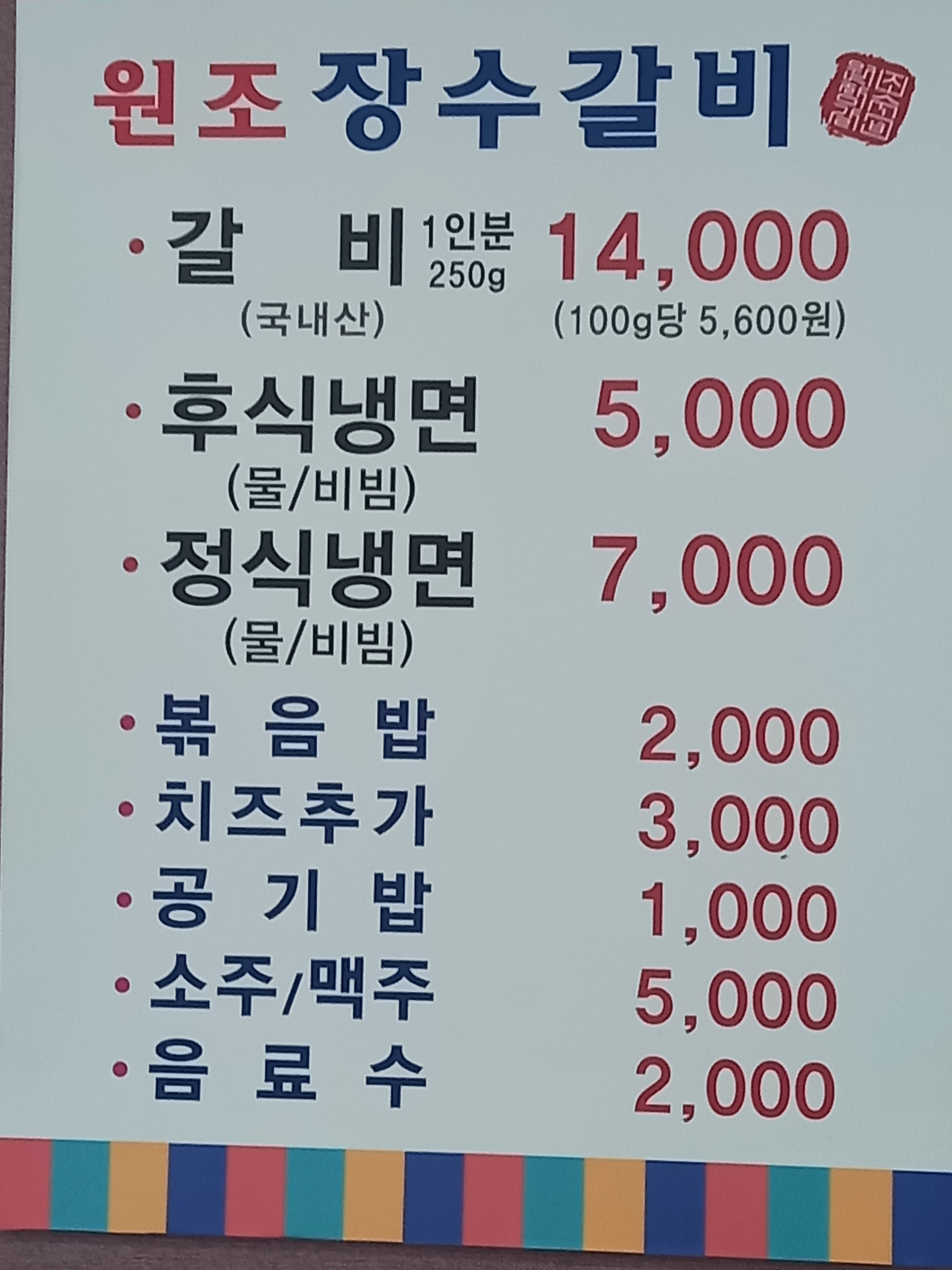 원조장수갈비