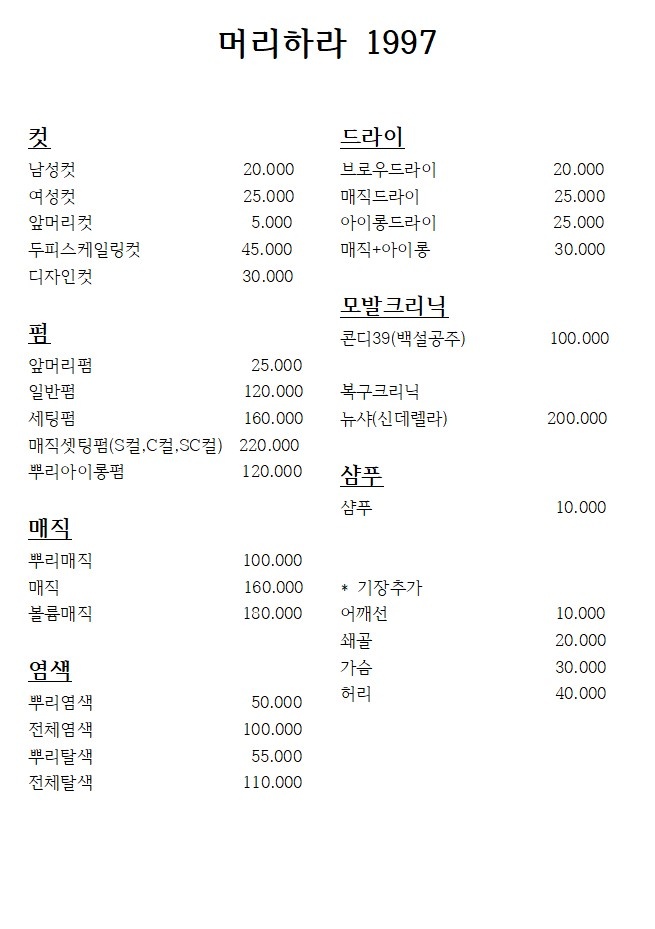 머리하라 1997