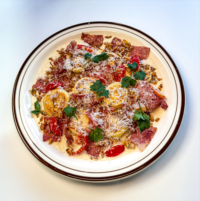 Bacon Onion Cream Potato Gnocchi