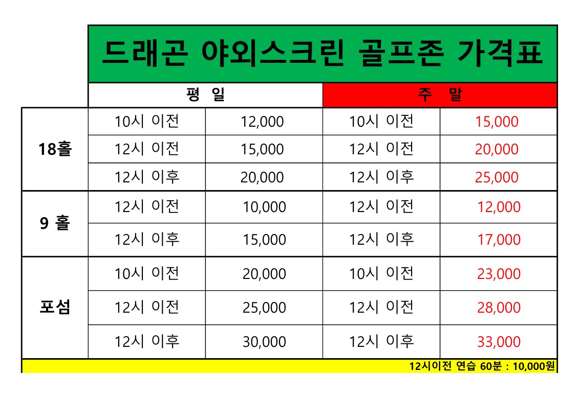 드래곤 실내/야외 스크린 골프존
