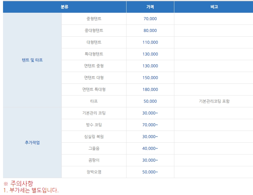 텐트클리닝 서울경기지점