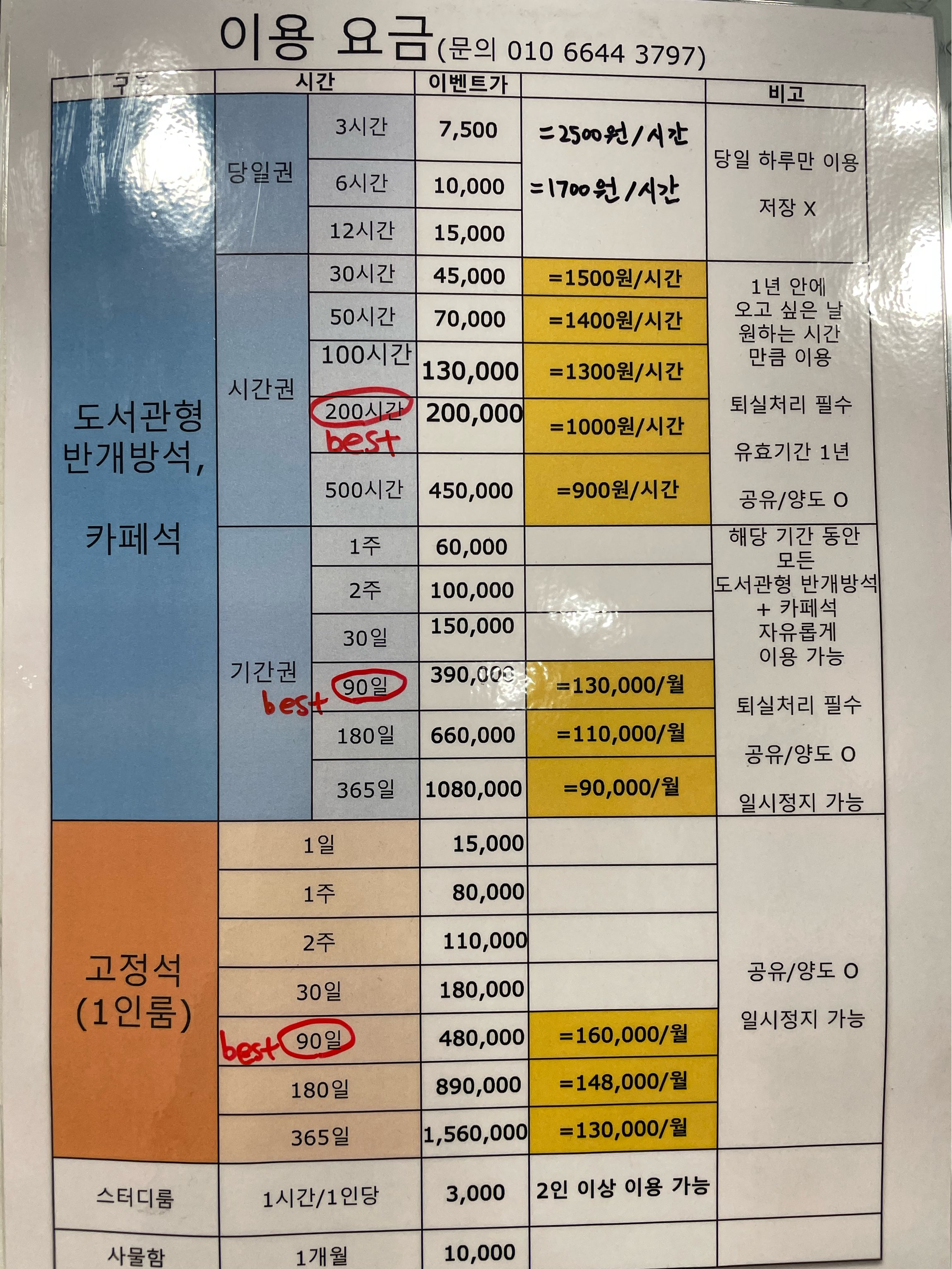 에이치독서실스터디카페 대표이미지