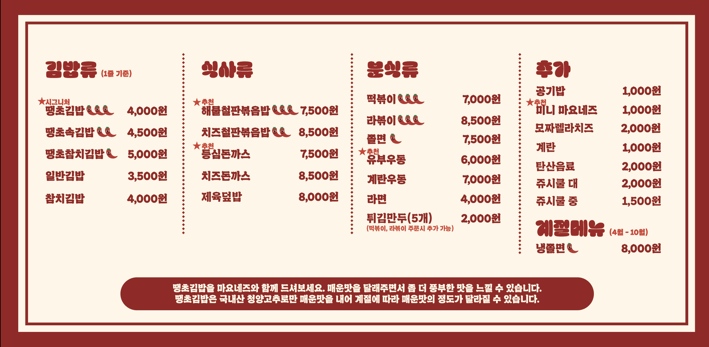 진주 땡초김밥 대구포정점