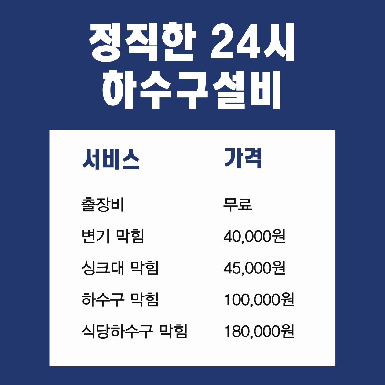 정직한24시하수구설비