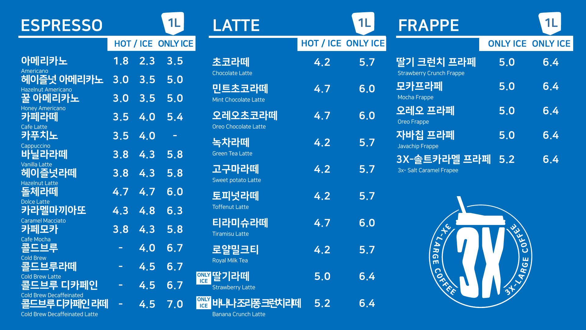 쓰리엑스라지커피 칠곡경북대병원점