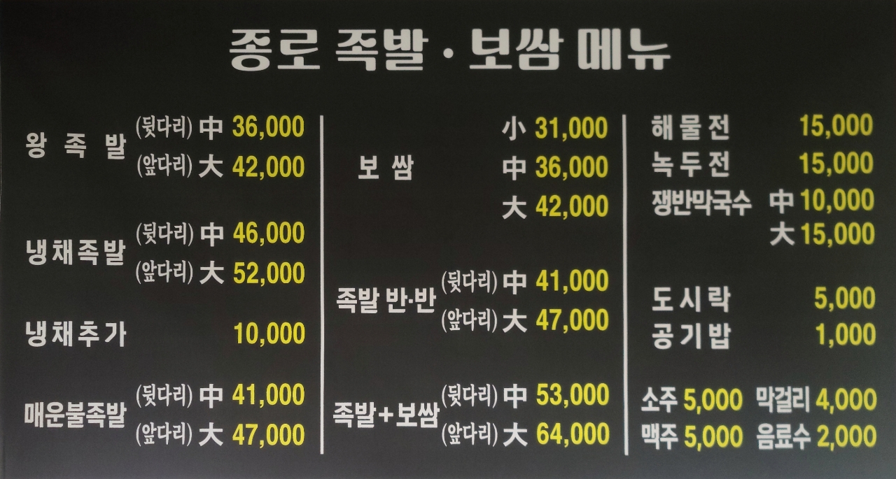 종로경원족발