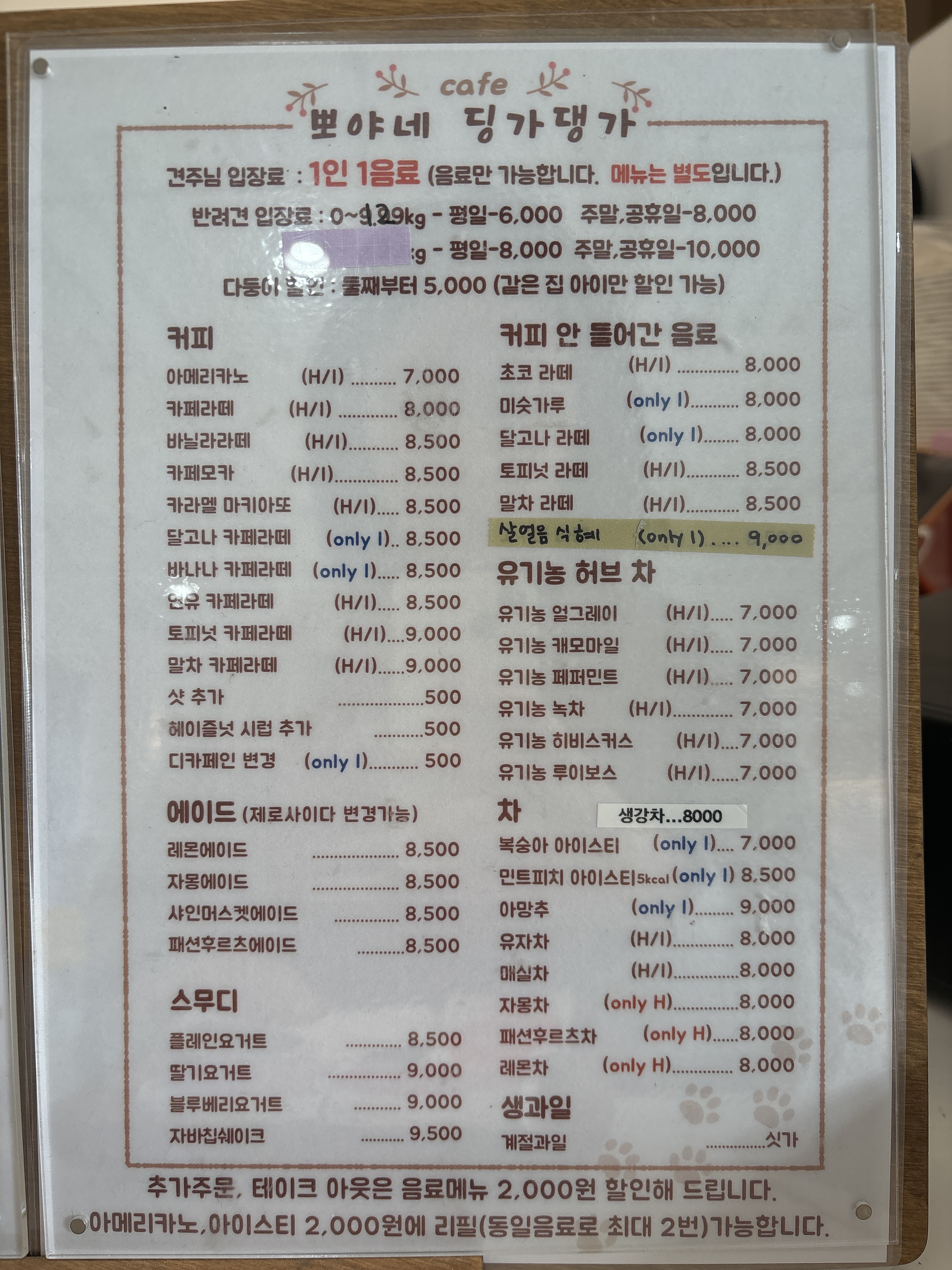 뽀야네딩가댕가 반려동물 동반 애견카페