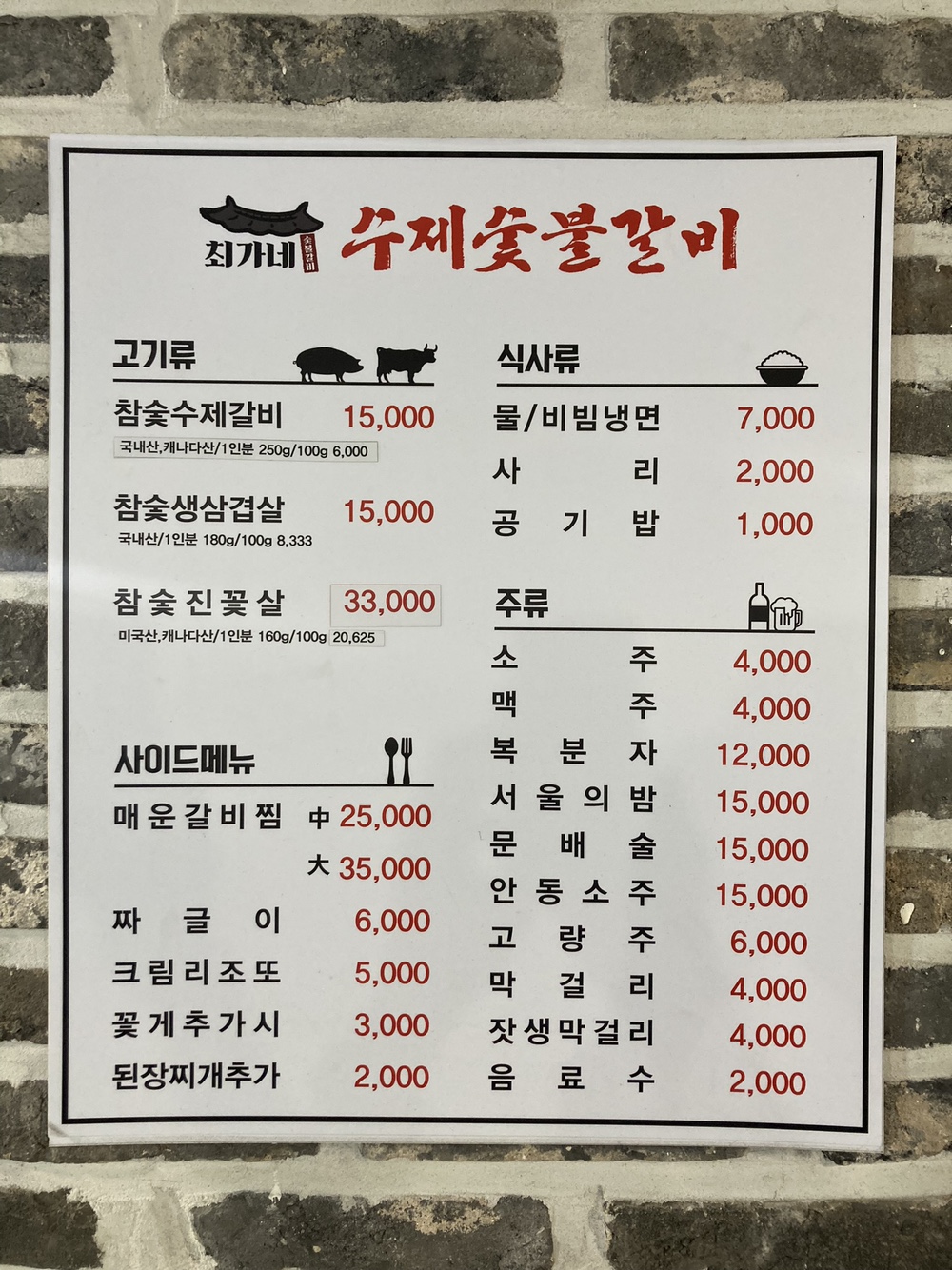 최가네수제숯불갈비