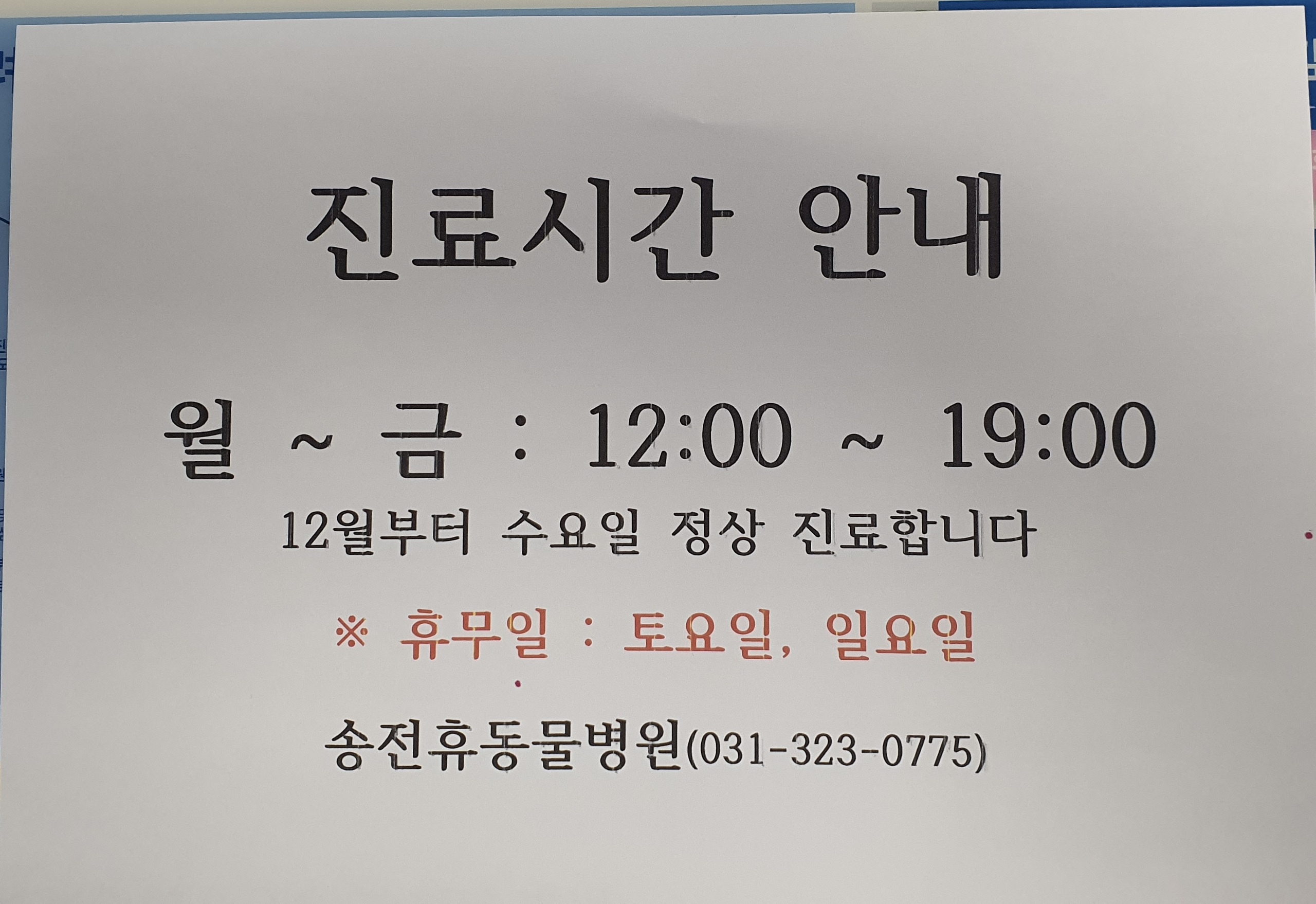 송전휴동물병원 내부 또는 관련 모습