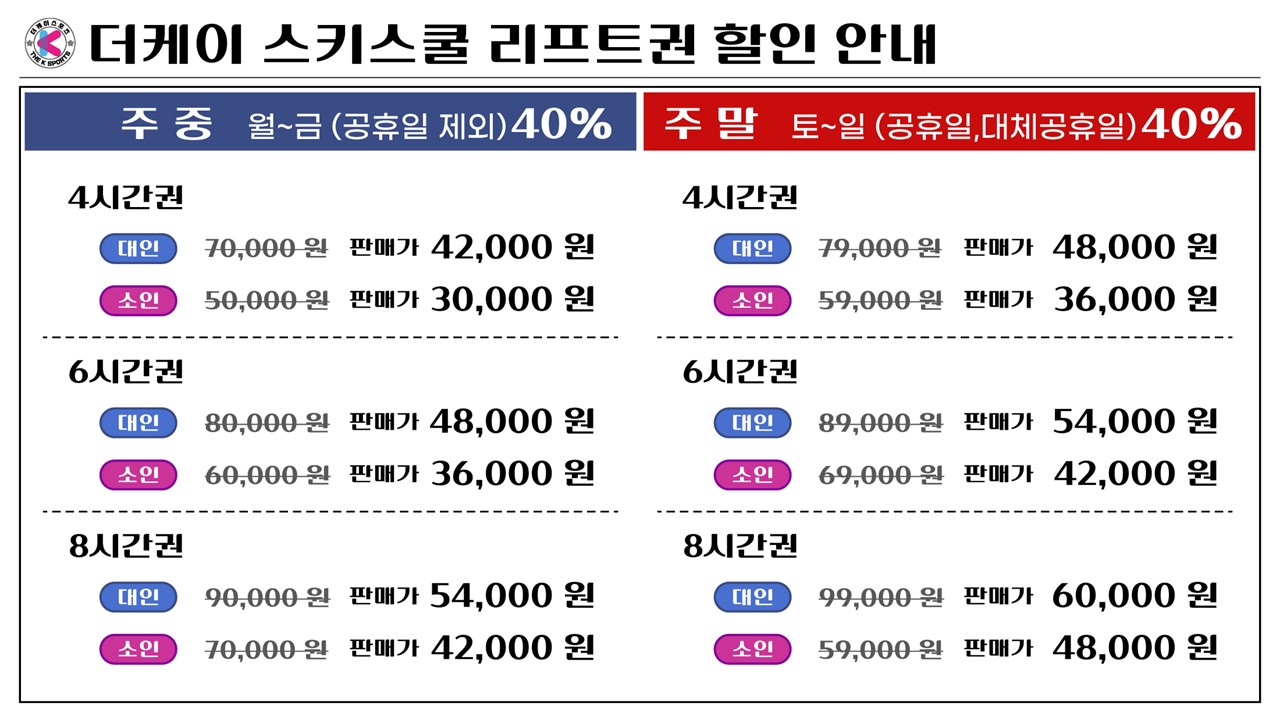 엘리시안 강촌 스키강습 더케이 스키스쿨
