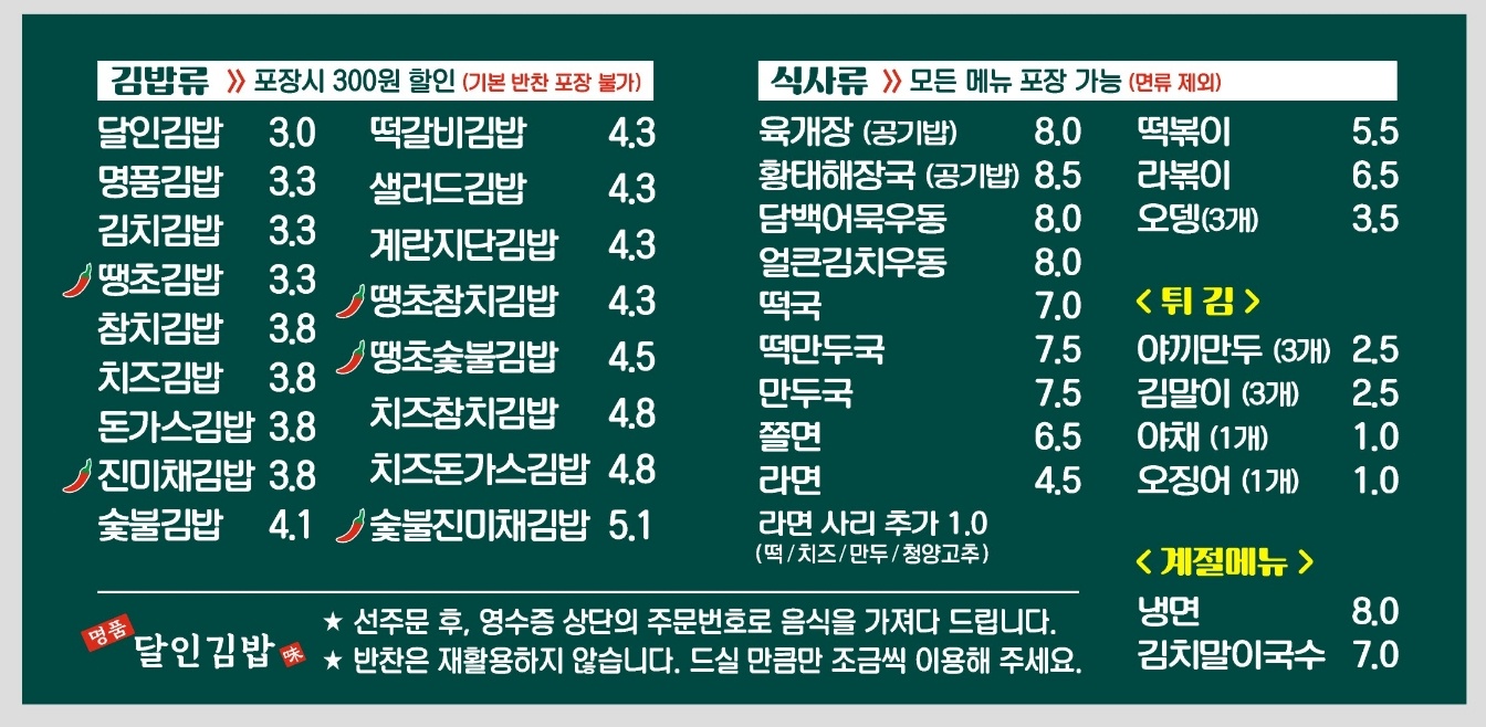 명품달인김밥 가산점