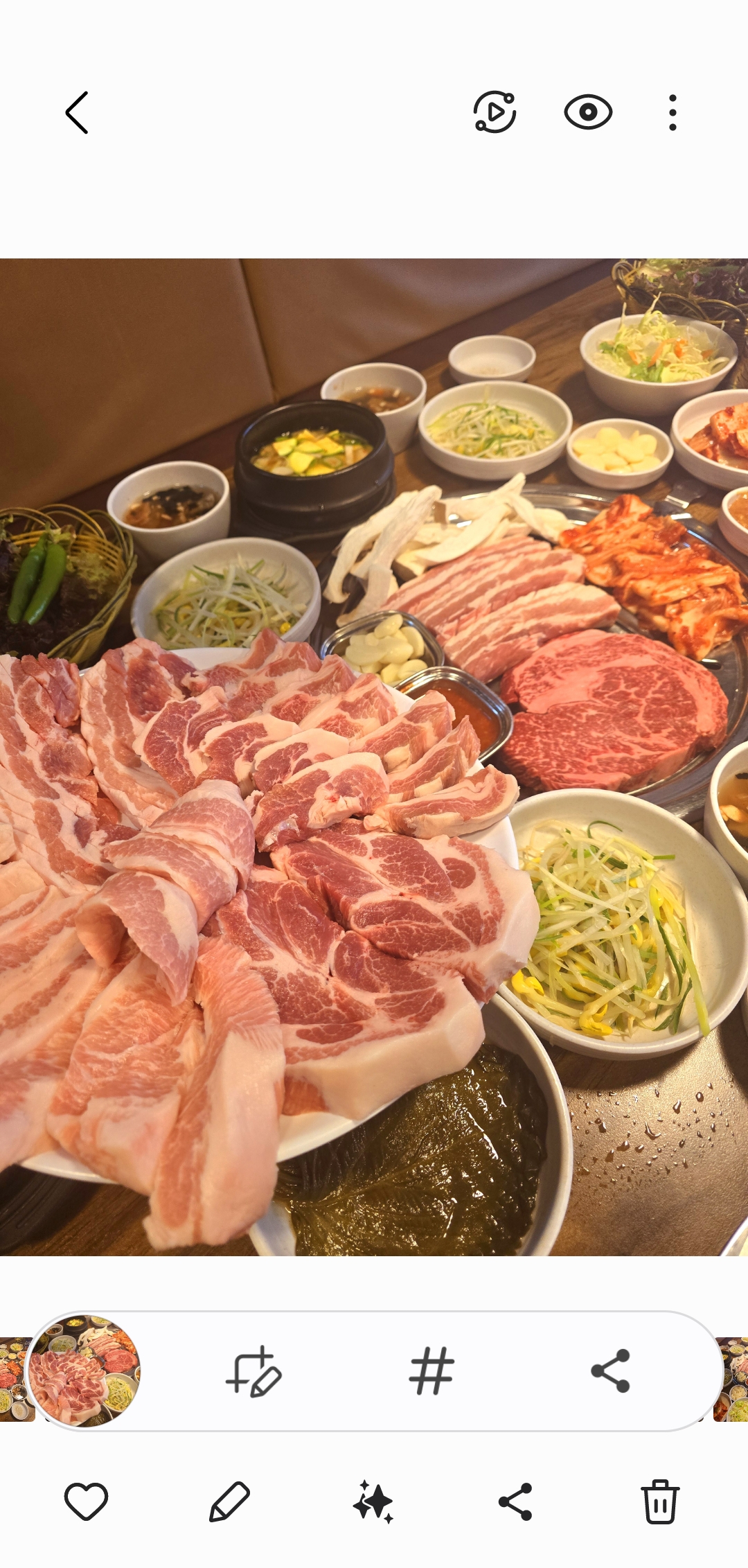 두툼한숯불생고기