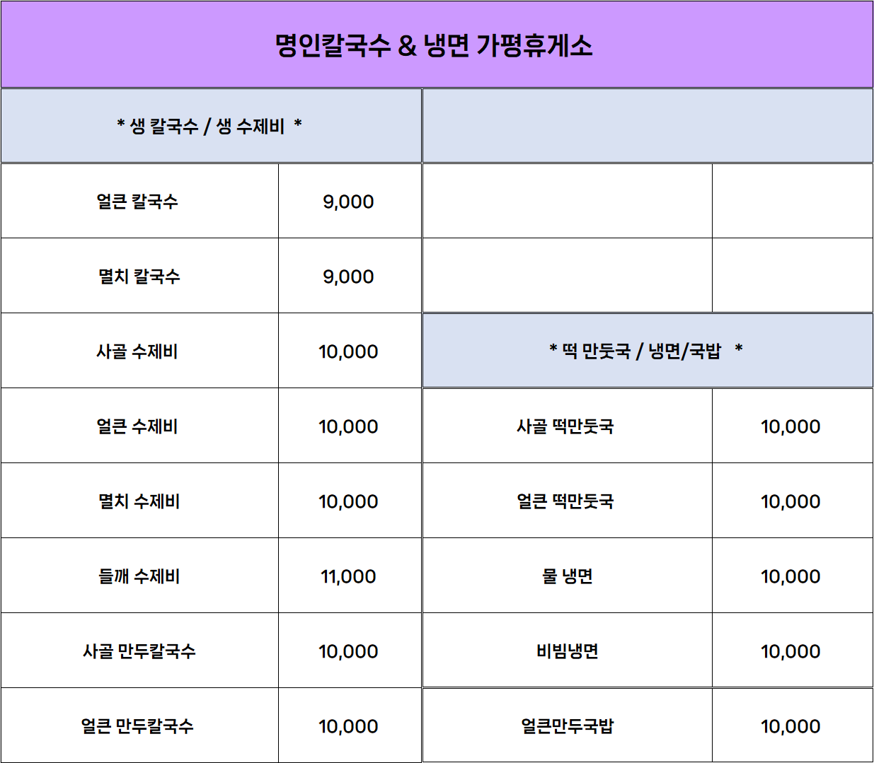 명인칼국수&만두 가평휴게소(춘천방향)