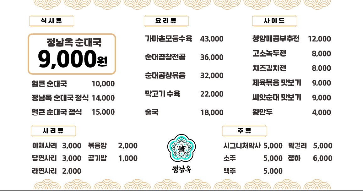 정남옥순대국
