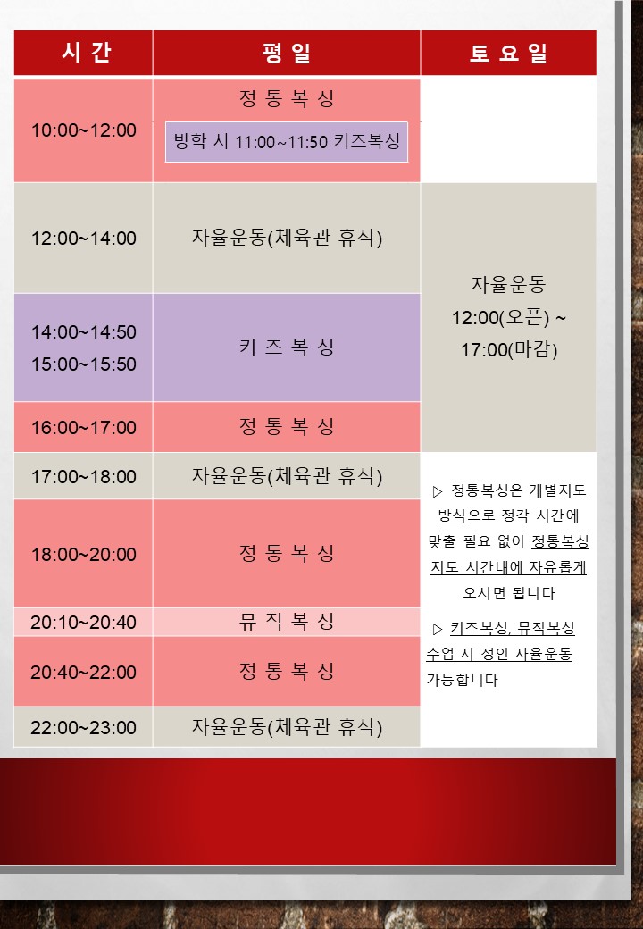 JW 복싱 클럽 내부 또는 관련 모습