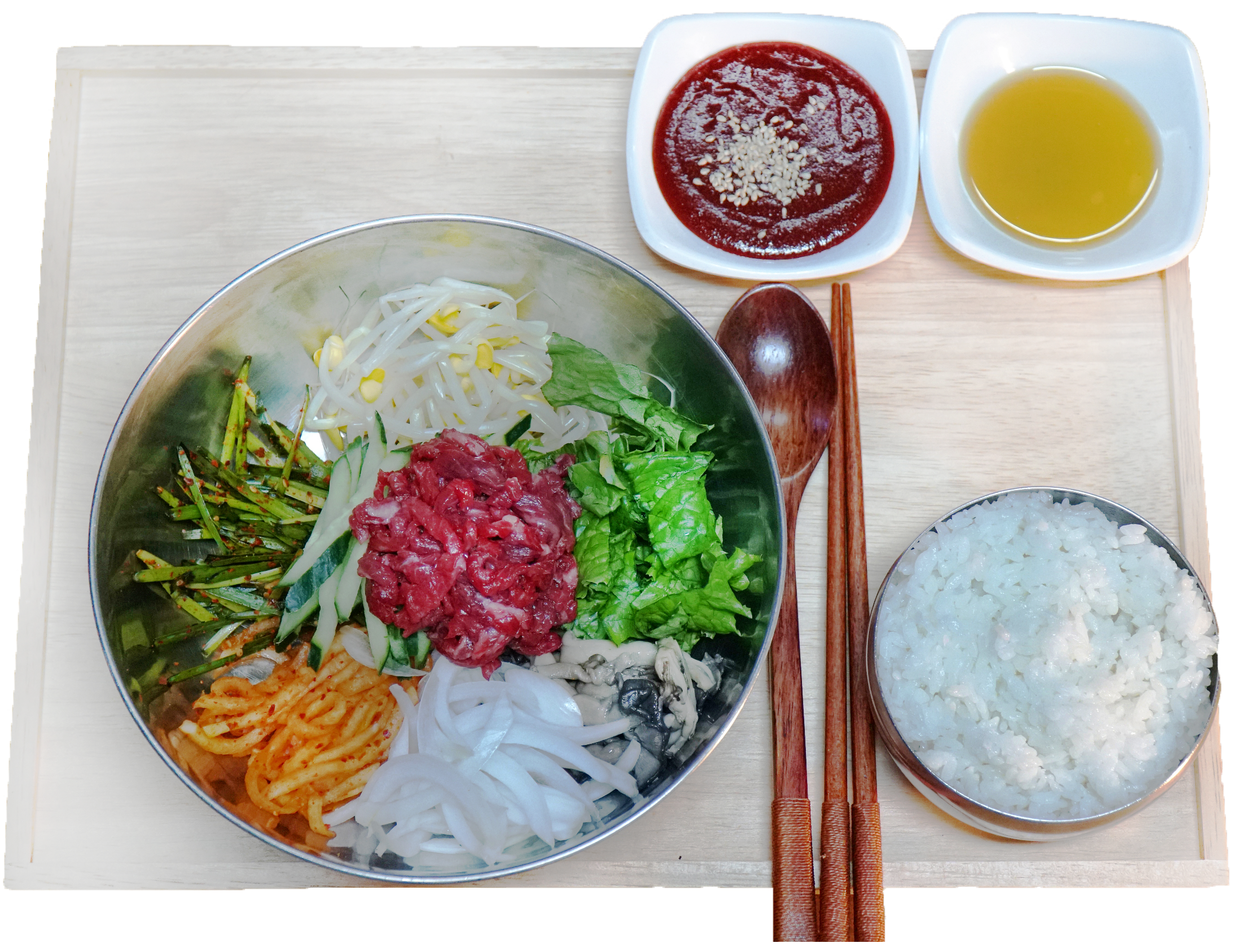 Hanwoo beef tartare Bibimbap