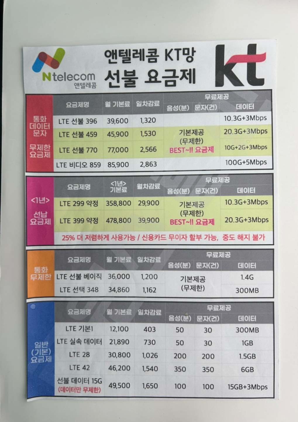 선불폰개통 앤텔레콤 내서점&알뜰폰
