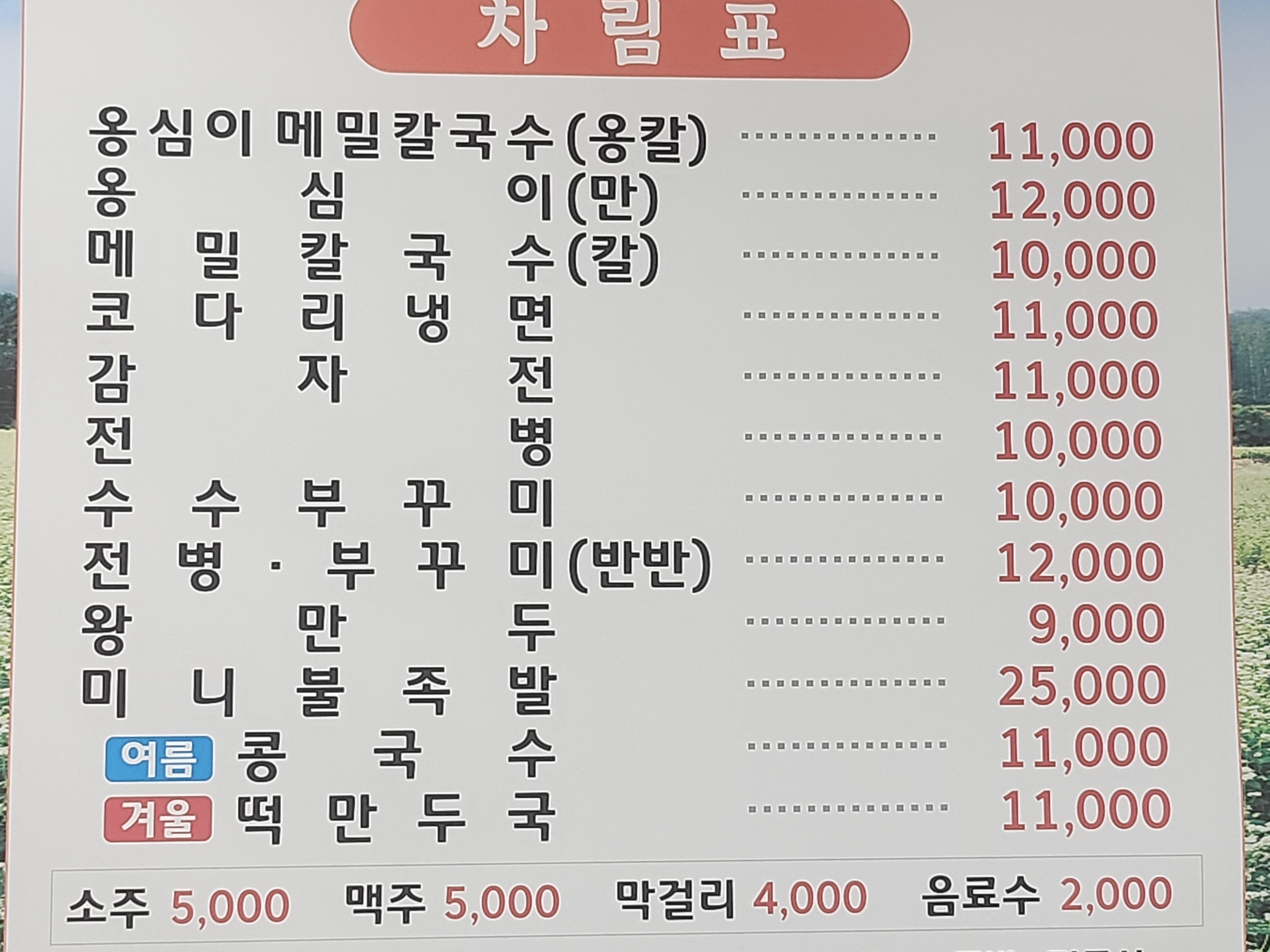 맛나옹심이메밀칼국수