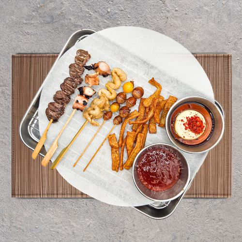 꼬치4종(염통,닭껍질,문어,은행)