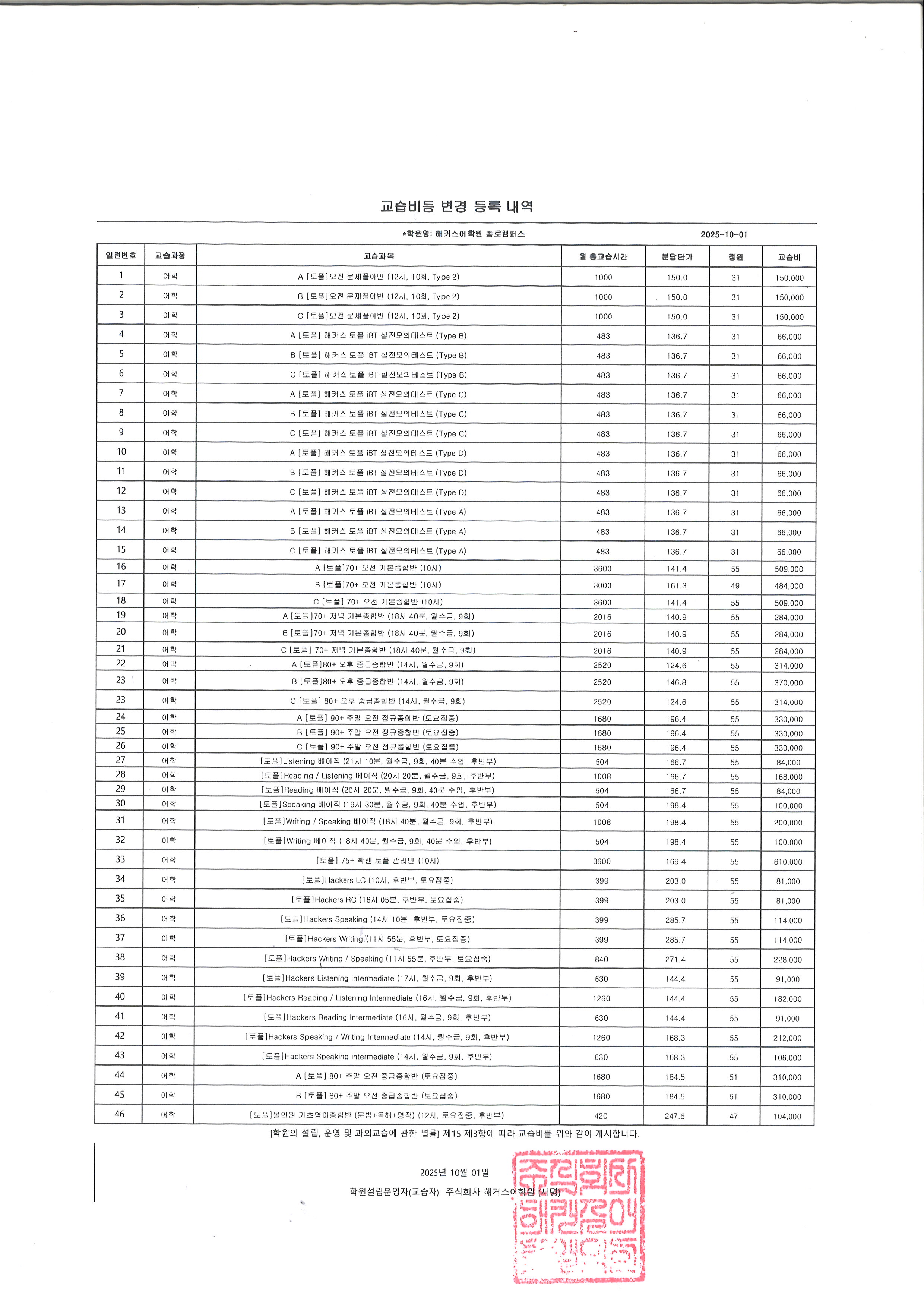 해커스어학원 종로캠퍼스 대표 이미지