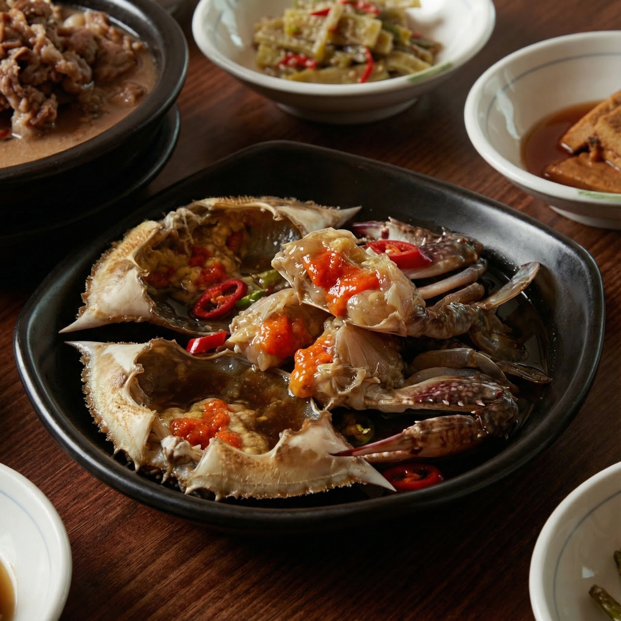 Soy-marinated crab