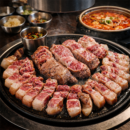 화로위 함덕흑돼지 보리짚불구이