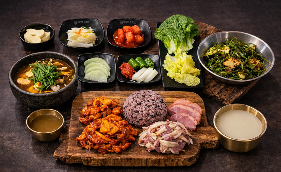 상황버섯 오리구이 한상