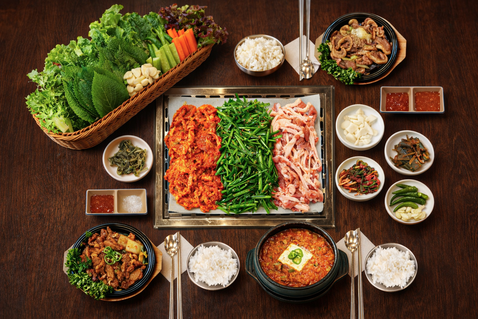 오리쌈밥정식 소금or양념(점심한정)