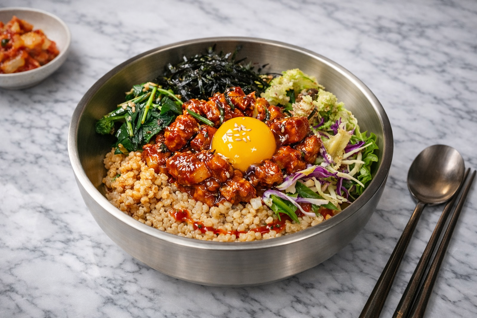 강된장 항정살 보리 비빔밥