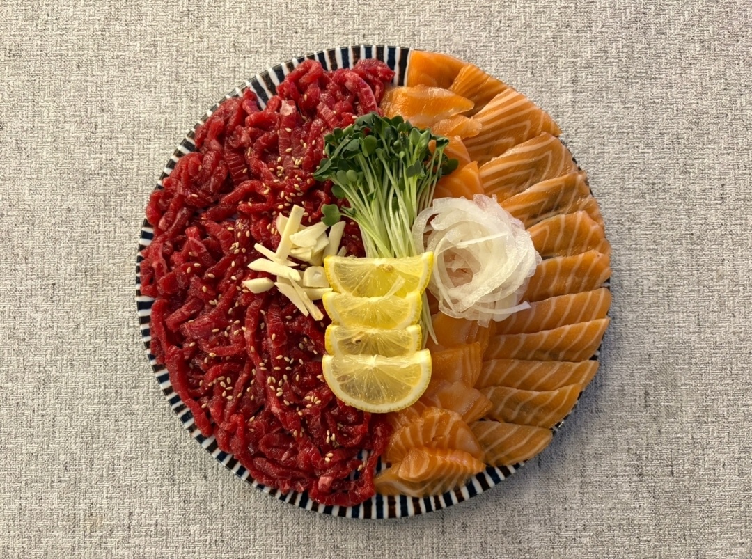 한우육회+연어
