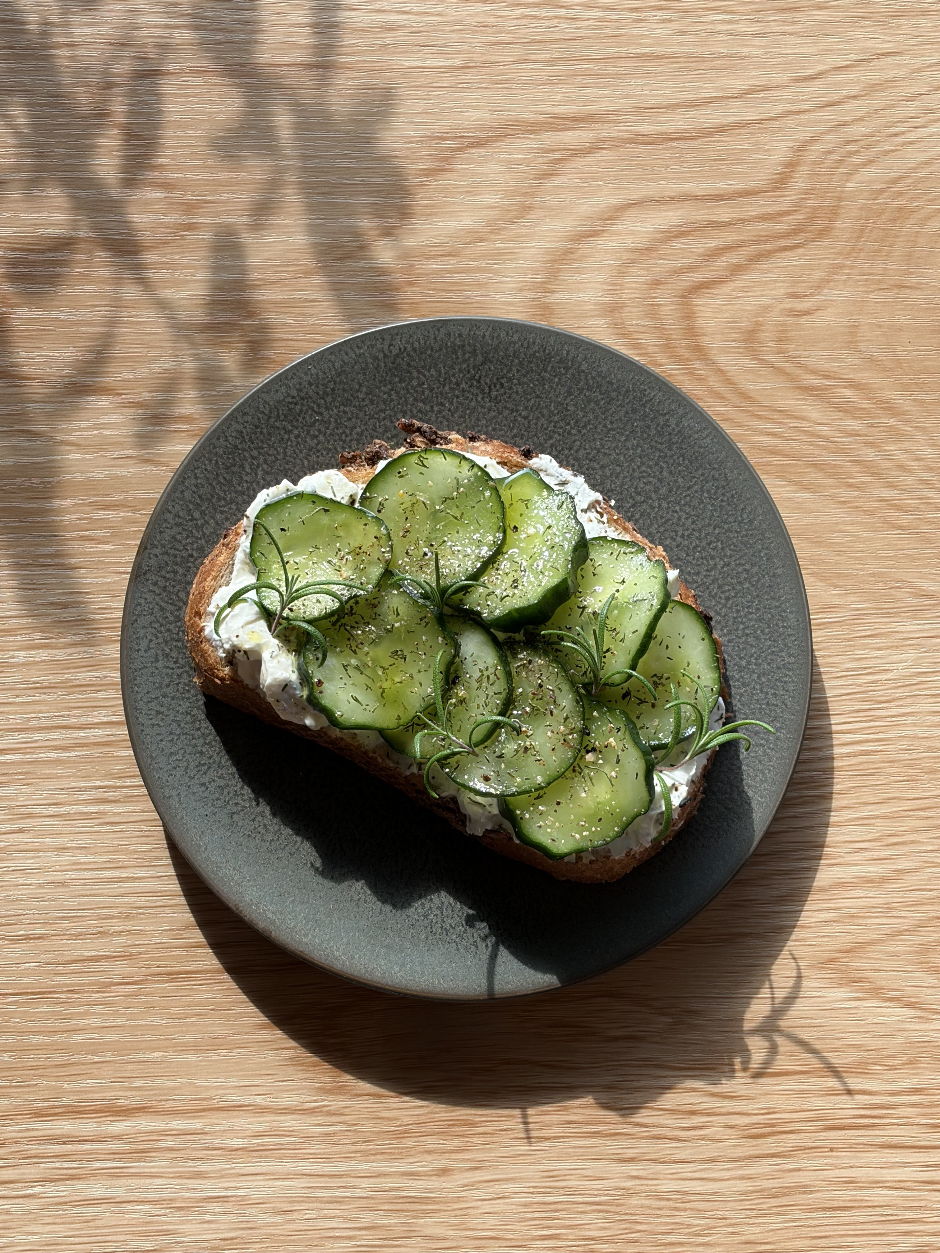 오이 크림치즈 오픈 샌드위치