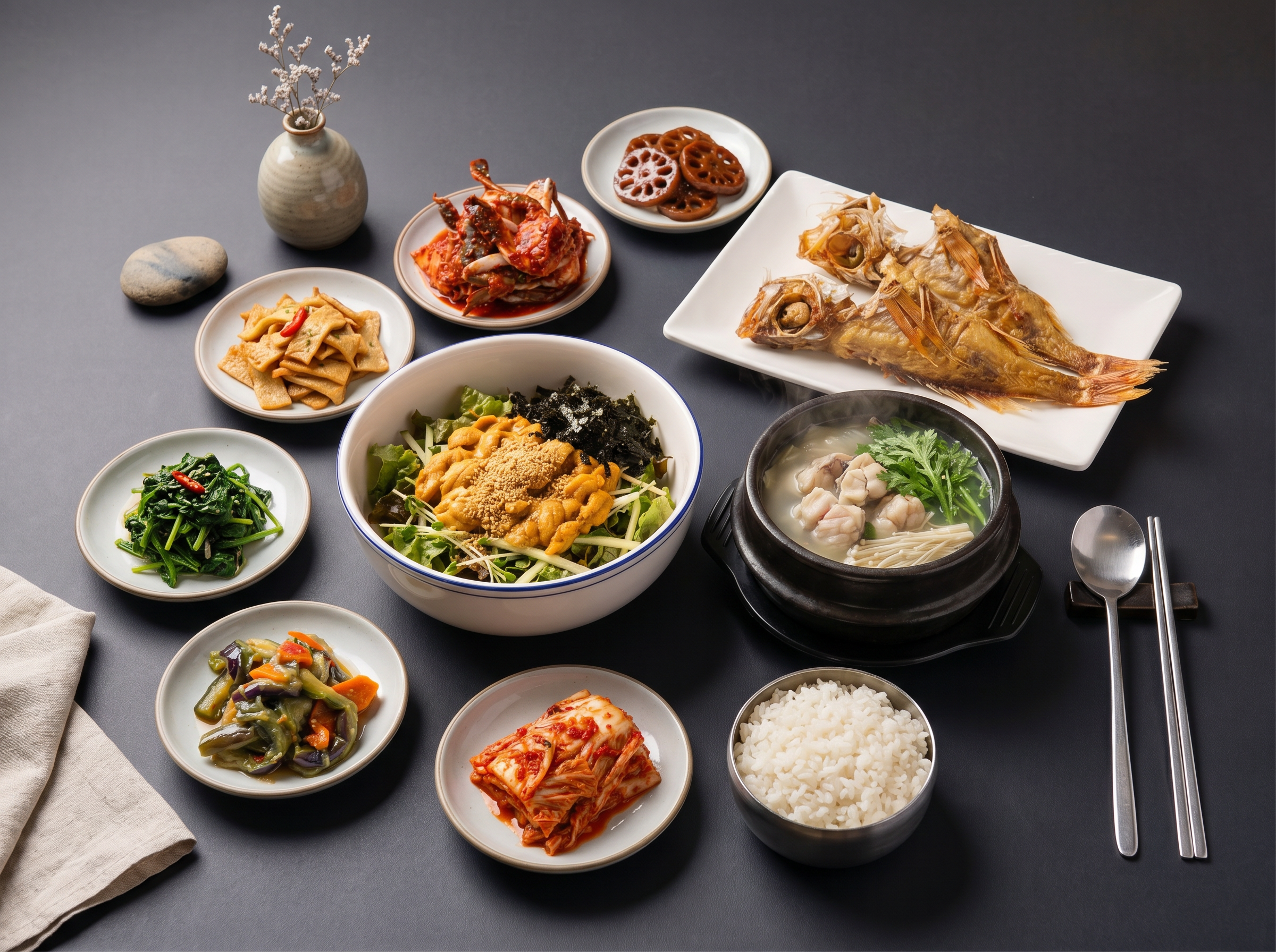 Sea-urchin bibimbap set