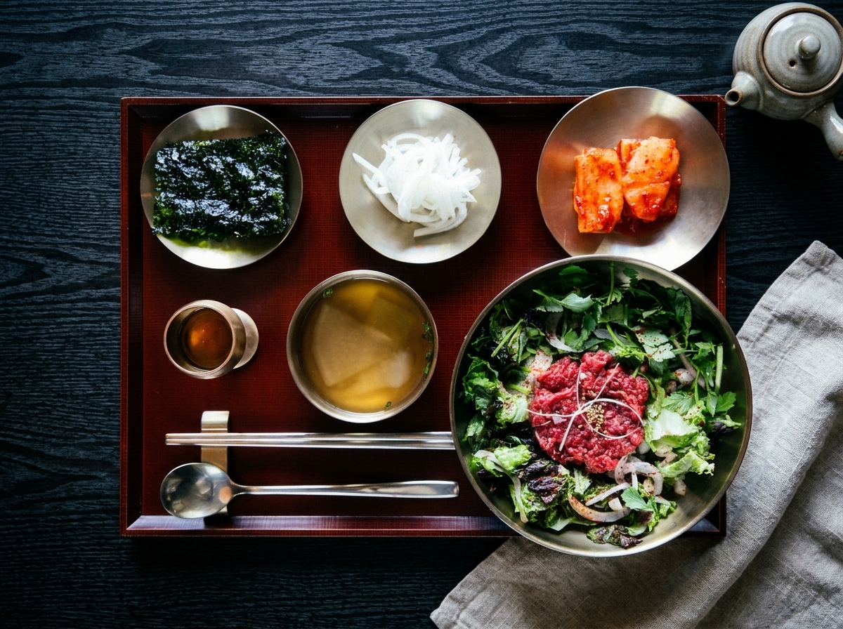 미나리 육회 비빔밥