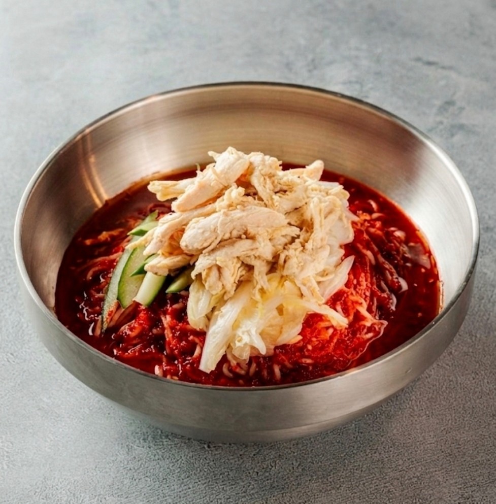(여름계절메뉴)유닭미사리초계비빔국수