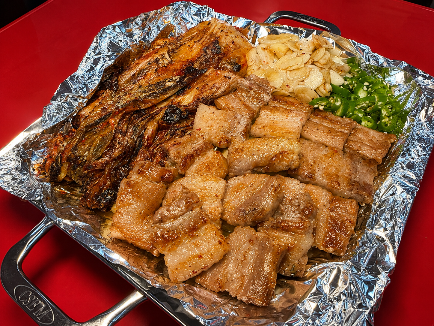 철판 김치 삼겹살
