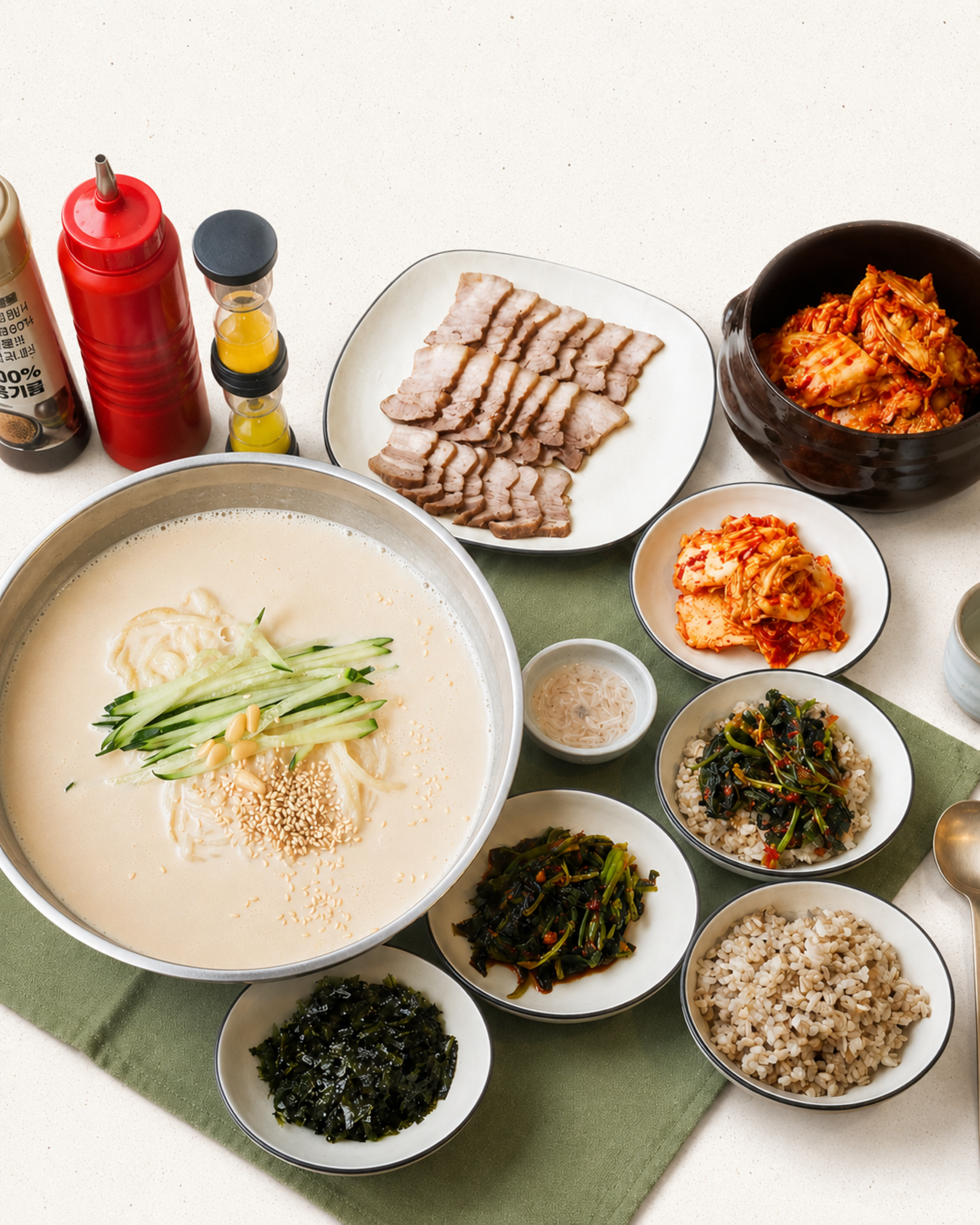 콩국수(보쌈+열무보리밥)