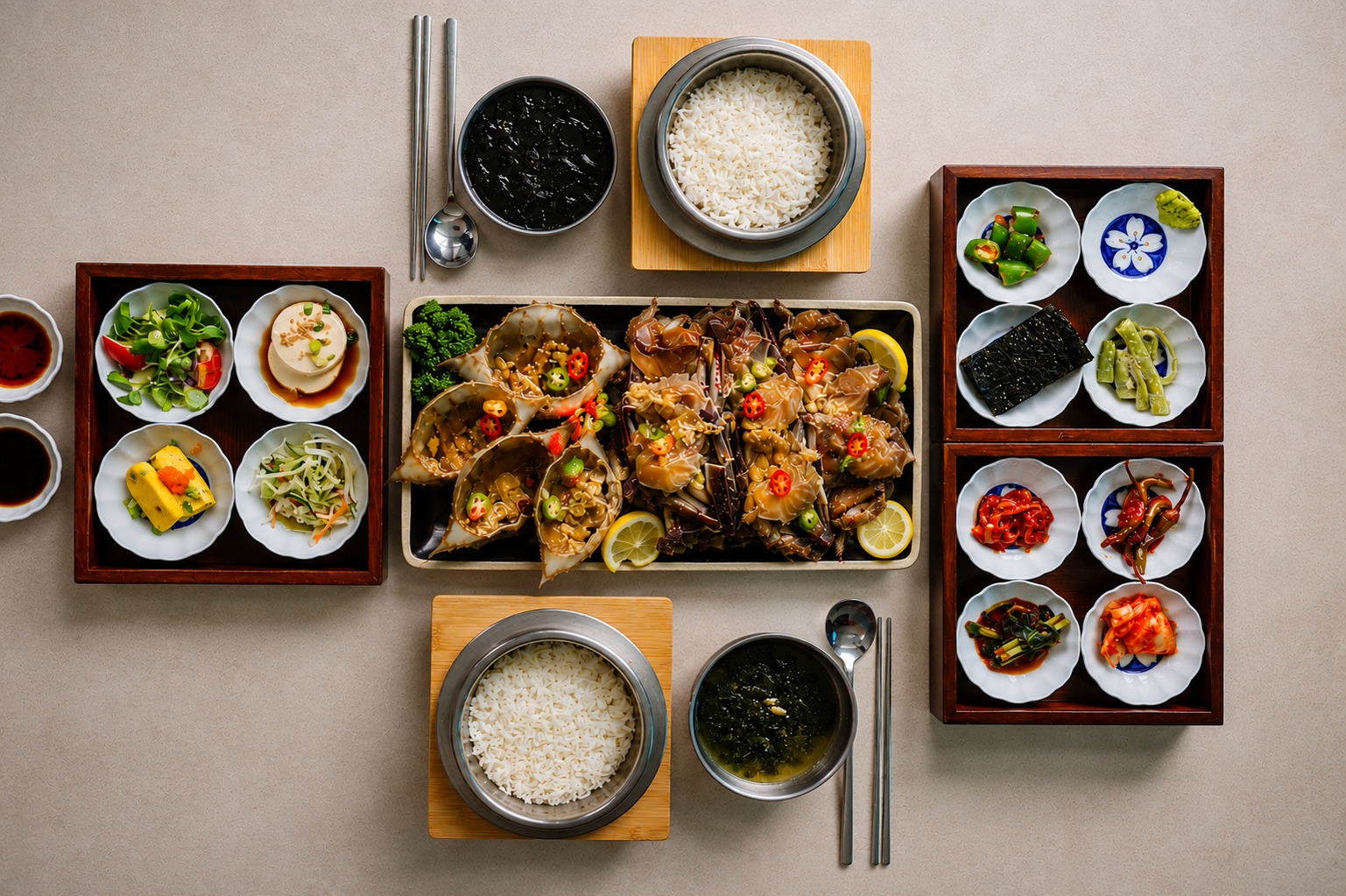 명품 간장게장, 새우장 한상(2인상)